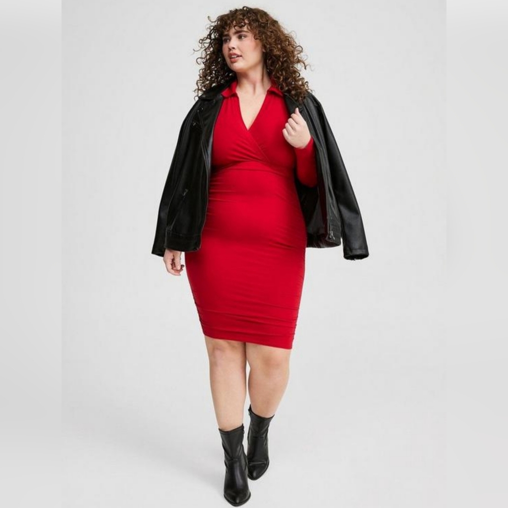 Torrid NWT Mini Jersey Long Sleeve Collar‎ Surplice Dress